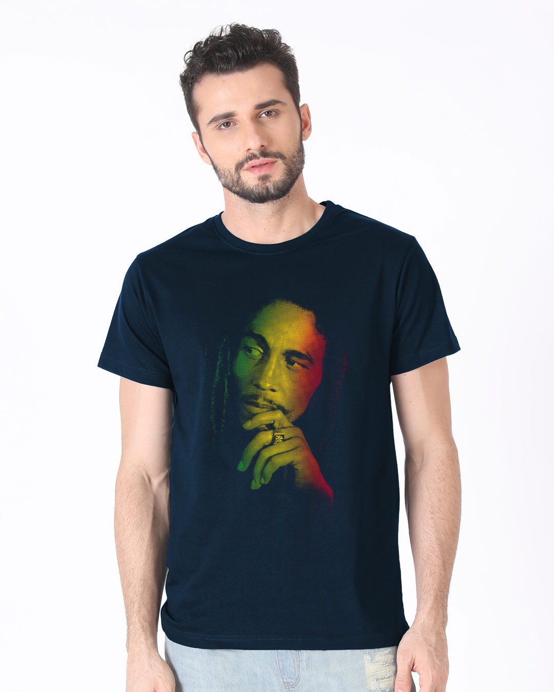 Shop Marley Rasta Half Sleeve T-Shirt-Back
