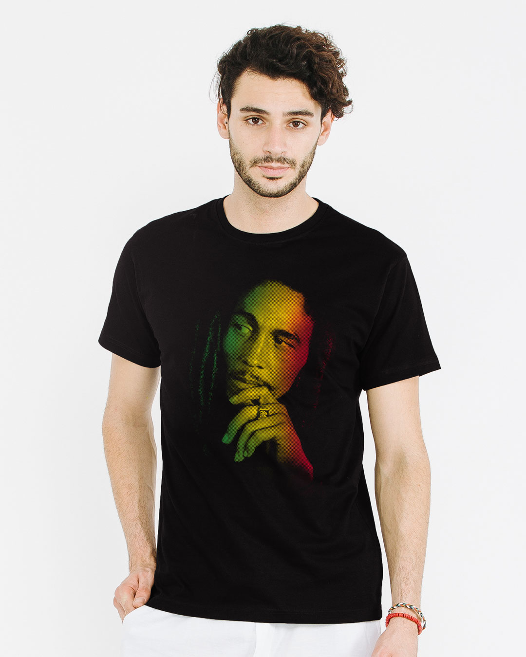 Shop Marley Rasta Half Sleeve T-Shirt-Back