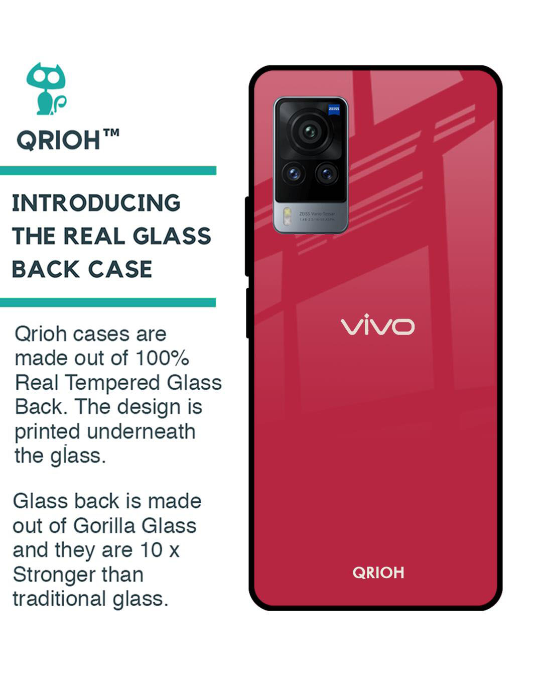 Shop Premium Glass Cover for Vivo X60 Pro (Shock Proof, Lightweight)-Back