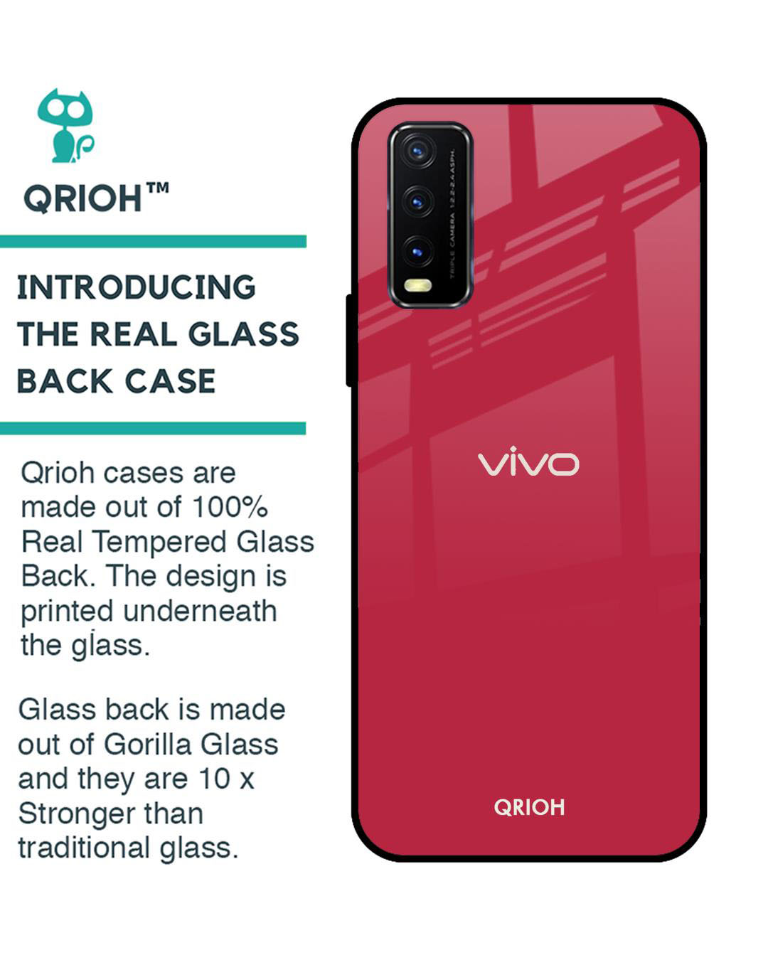 Shop Premium Glass Cover for Vivo Y20 (Shock Proof, Lightweight)-Back