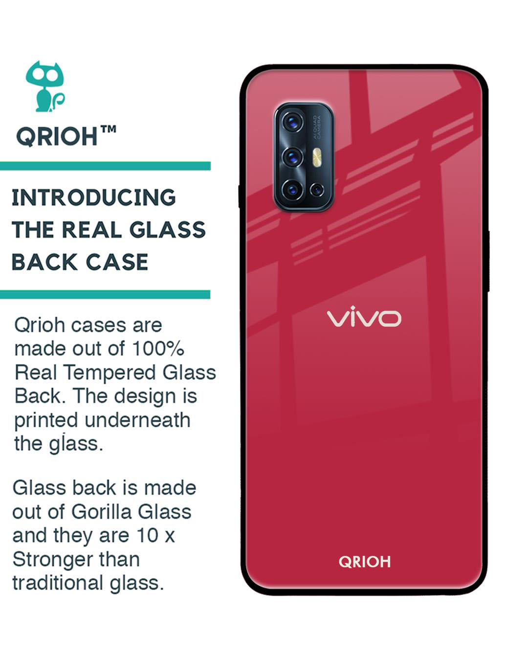 Shop Premium Glass Cover for Vivo V19 (Shock Proof, Lightweight)-Back