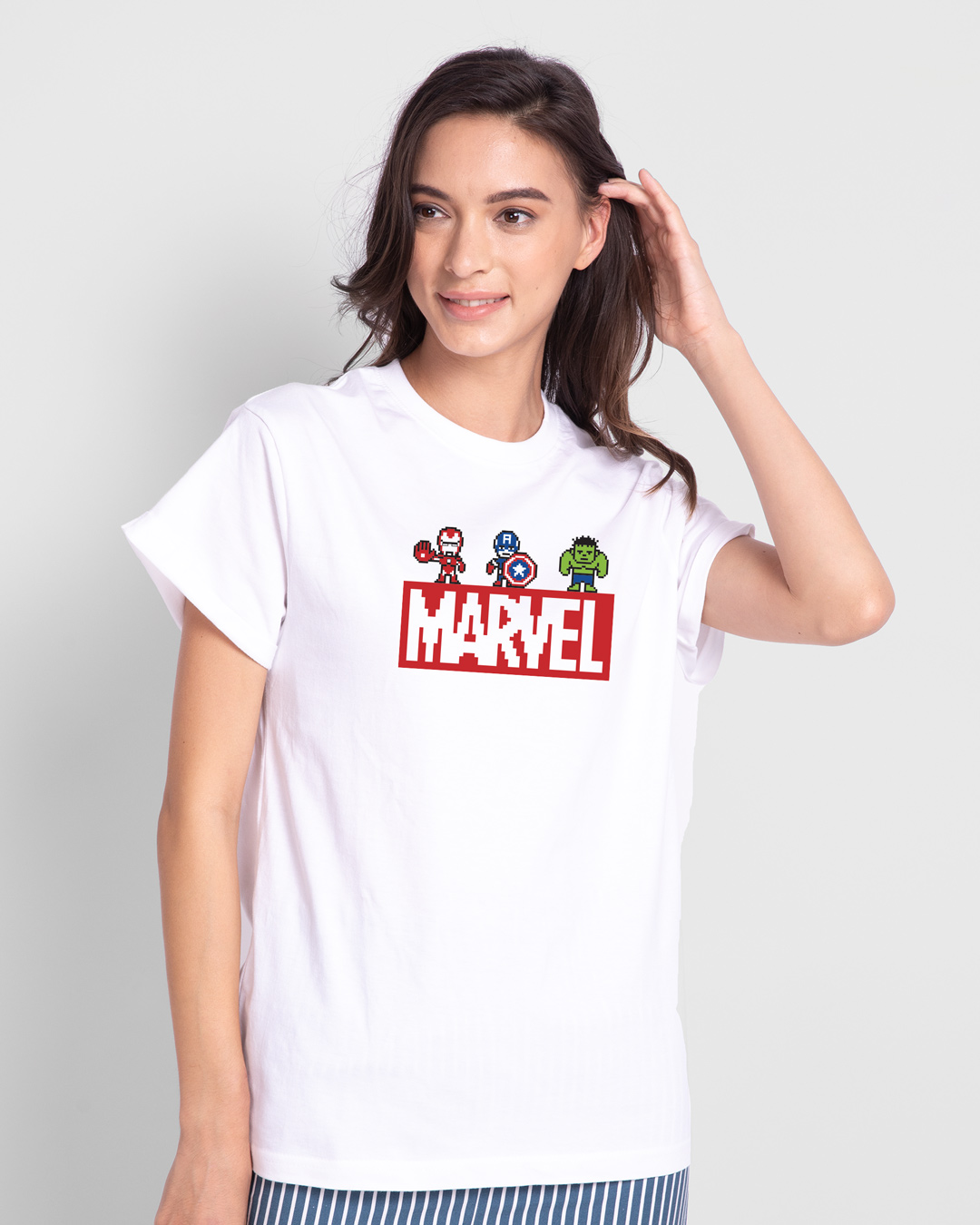 Shop Marvel 8 bit Boyfriend T-Shirt (AVL)-Back