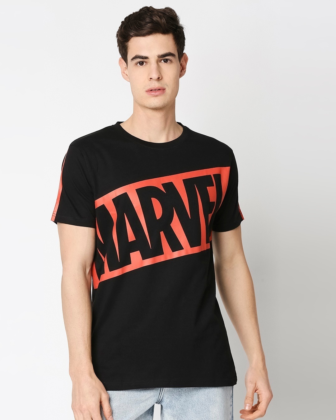 Shop Marvel Logo Half Sleeve T-Shirt (AVL)-Back
