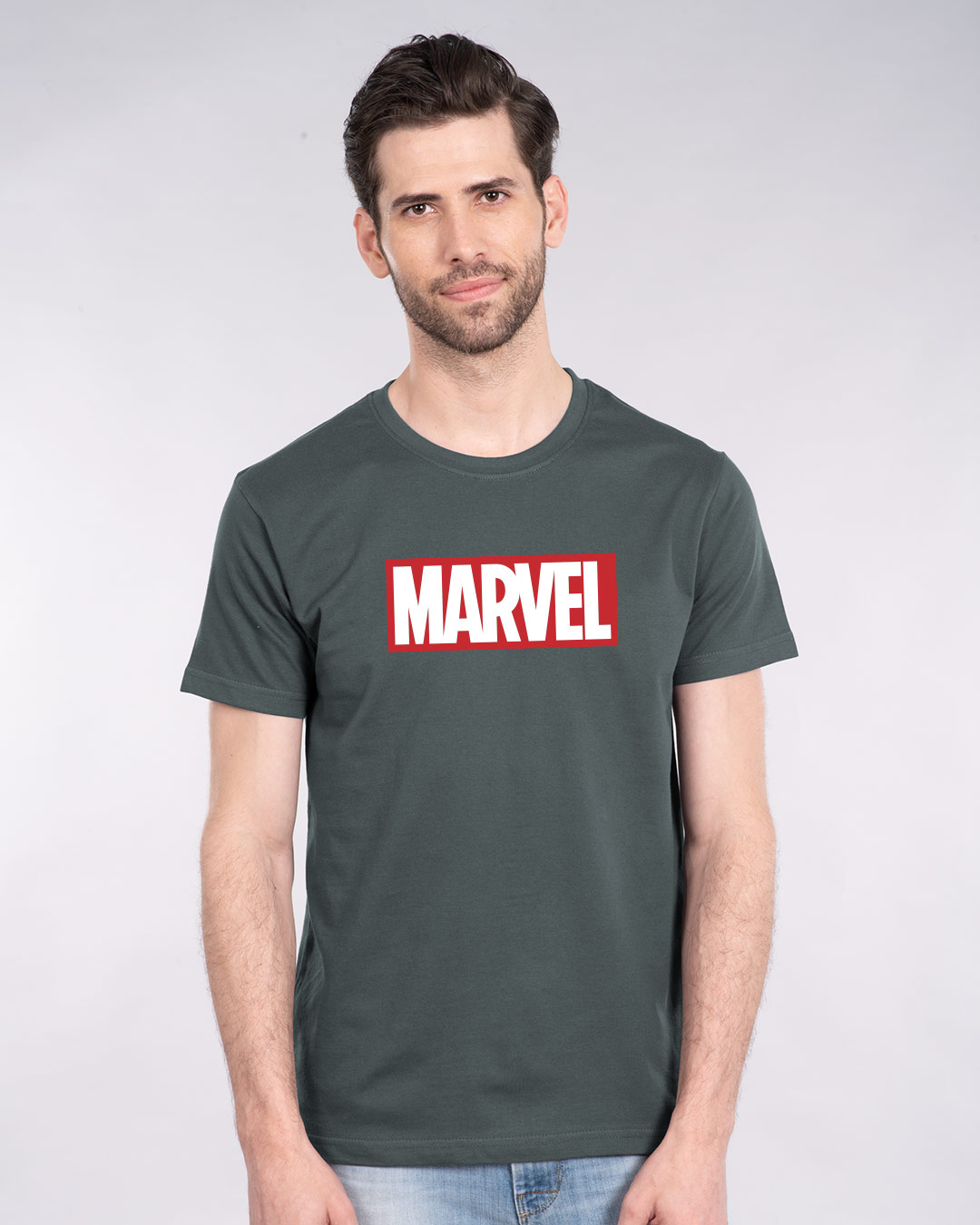 Buy Marvel Logo Ver 2 Half Sleeve T-Shirt (AVL) for Men grey Online at ...