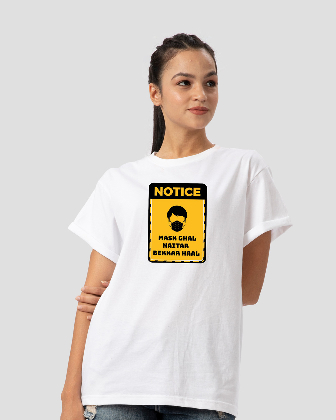Shop Mask Ghal Boyfriend T-Shirt-Back