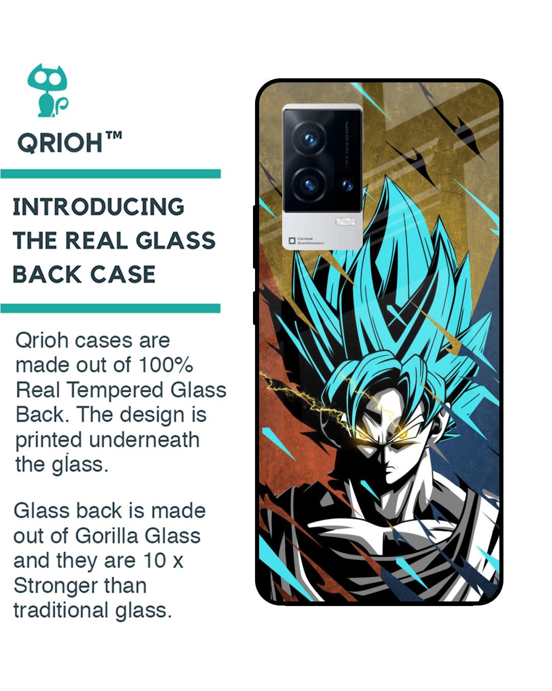 Shop Master Roshi Goku Premium Glass Case for IQOO 9 5G (Shock Proof,Scratch Resistant)-Back
