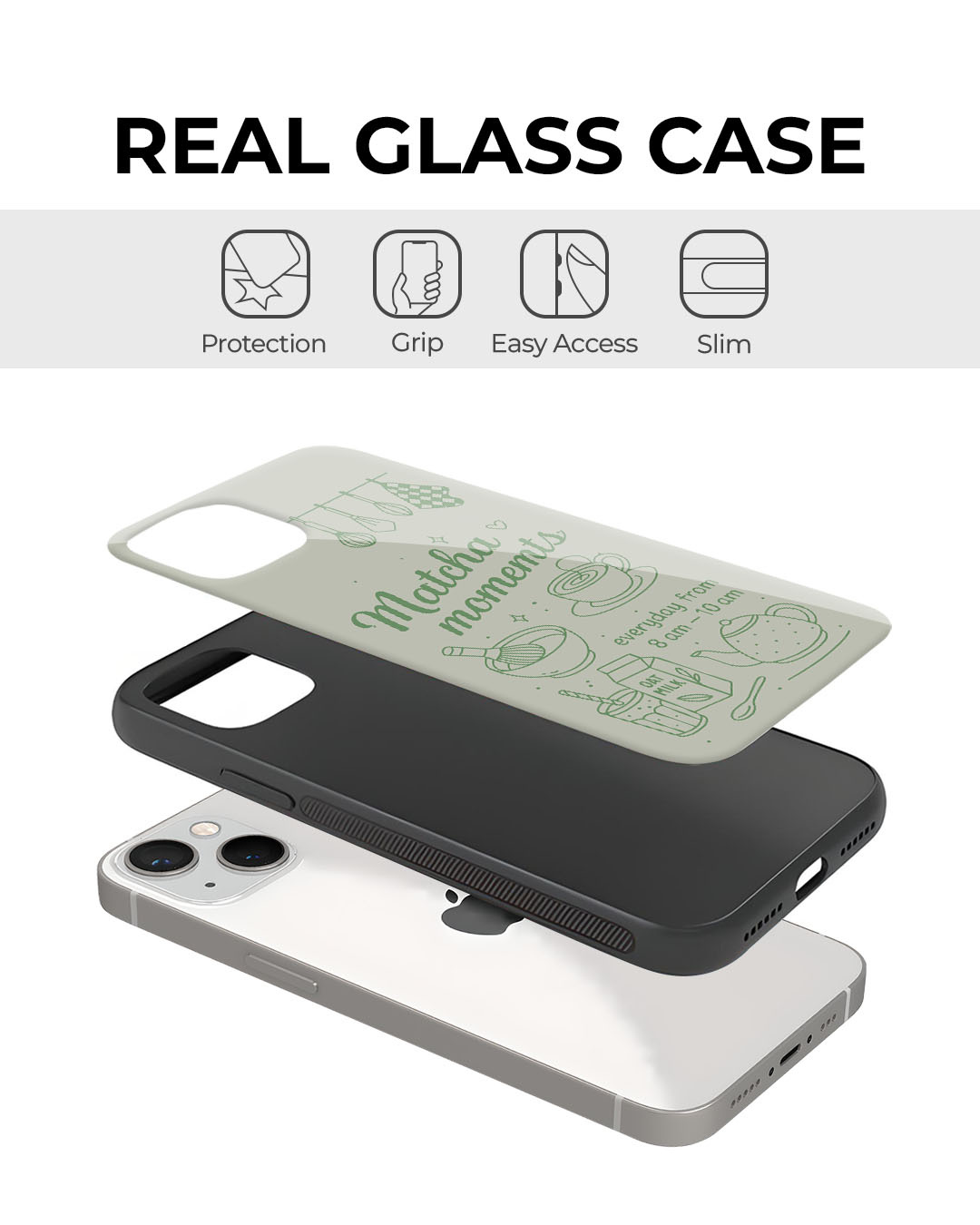 Shop Matcha Moments Premium Glass Cover for Apple iPhone 12-Back