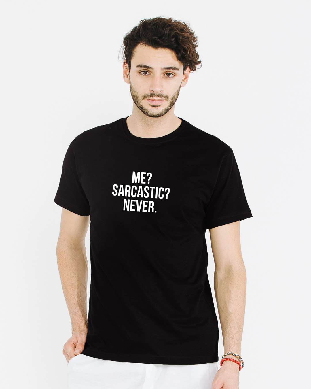 Shop Me Sarcastic Never Half Sleeve T-Shirt-Back