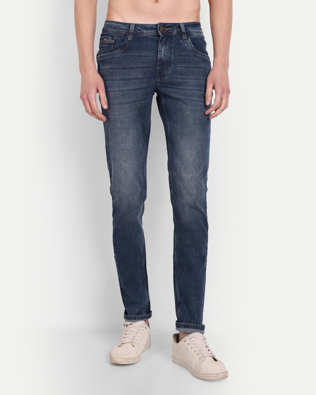 Buy Meghz Men's Blue Washed Slim Fit Jeans Online at Bewakoof