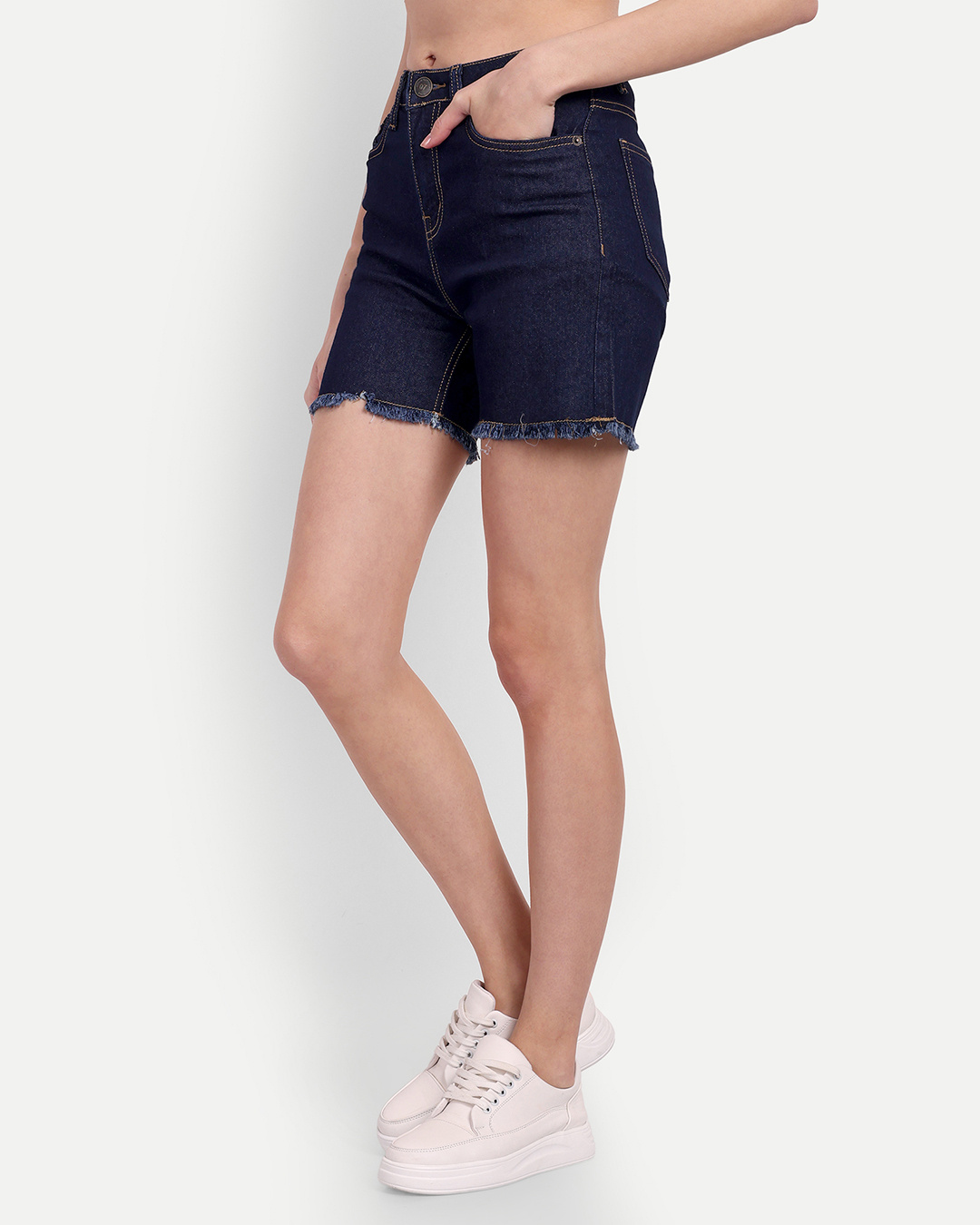 Shop Women's Blue Denim Shorts-Back