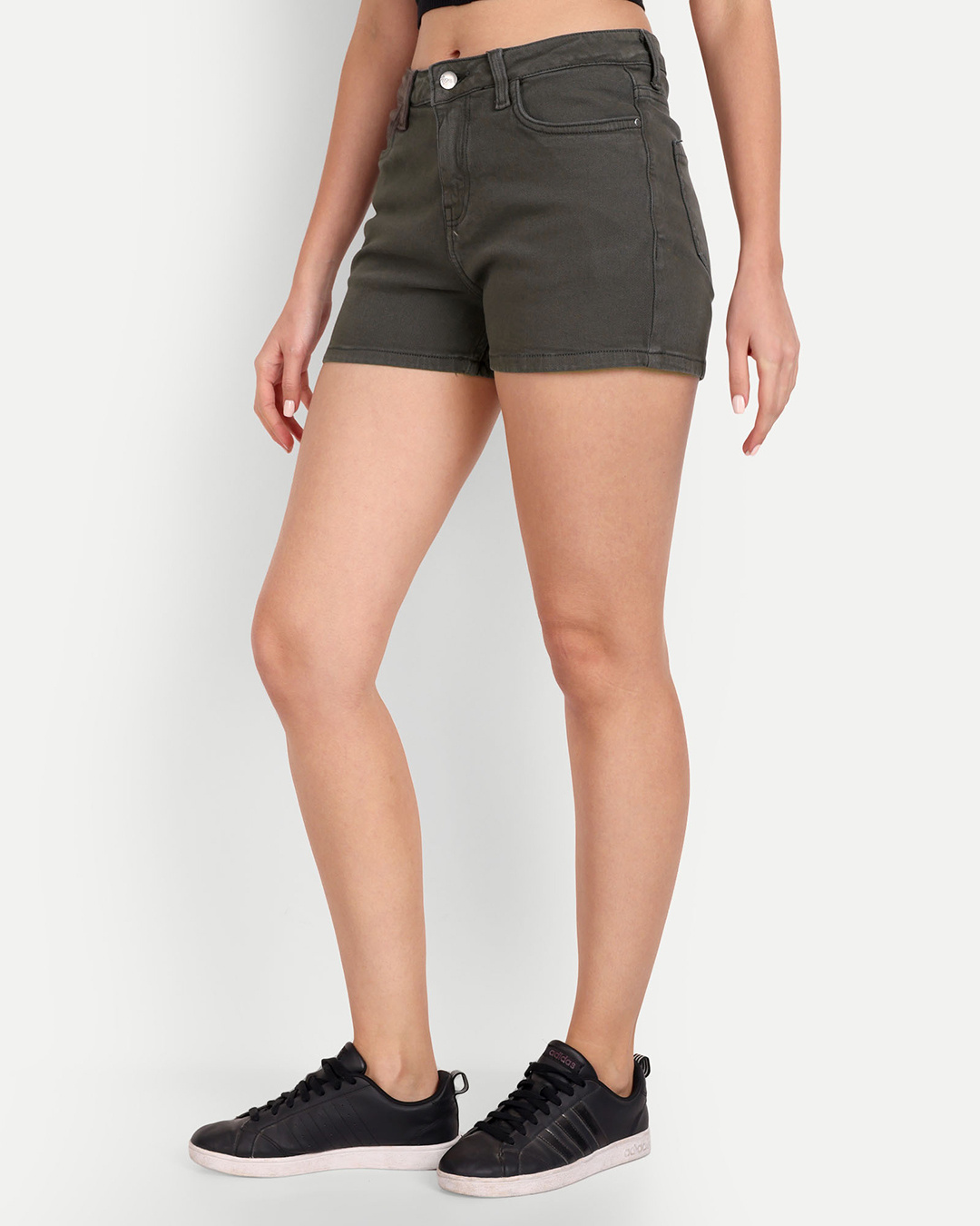 Shop Women's Olive Denim Denim Shorts-Back