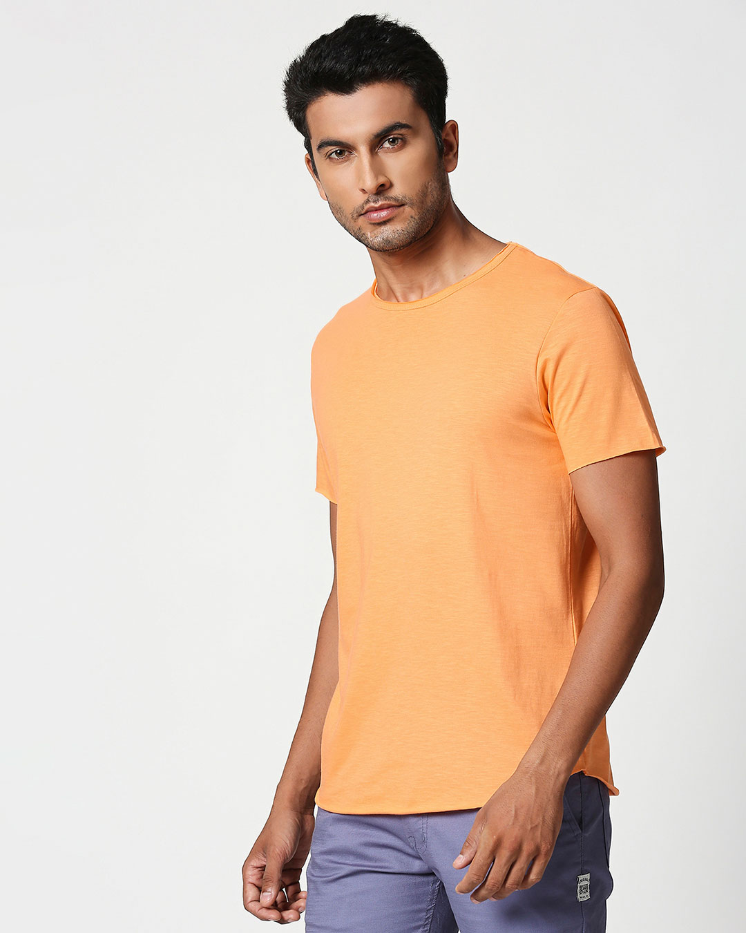Shop Melon Orange Raw Edge Halfsleeve T-Shirt-Back