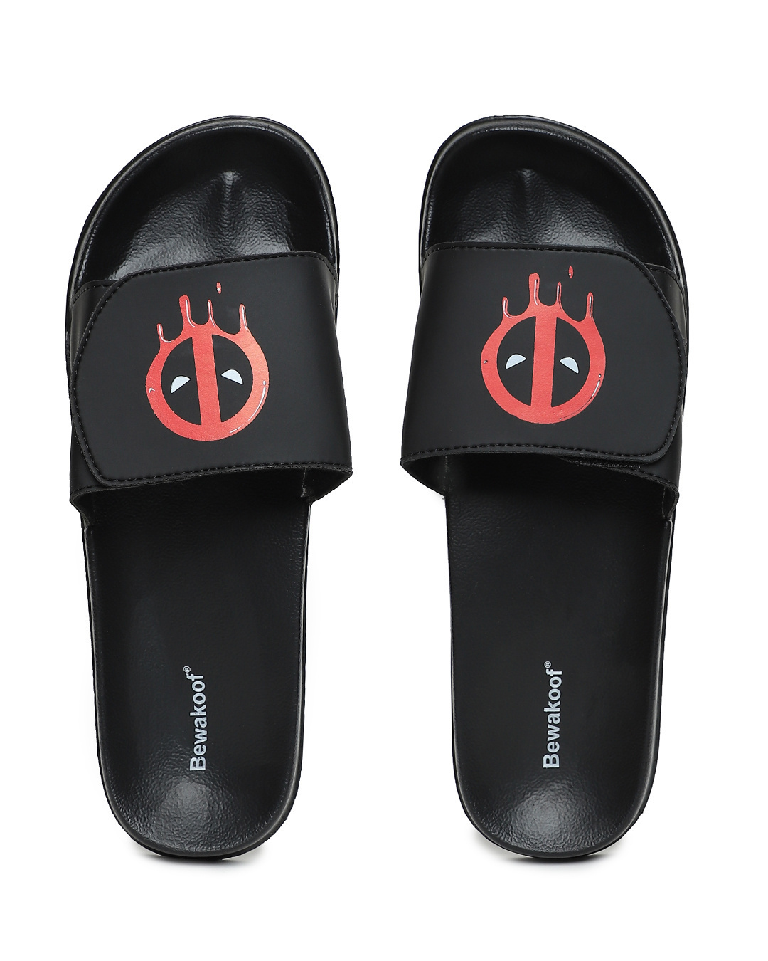 Shop Men's Black Melting Deadpool Lightweight Adjustable Strap Sliders-Back