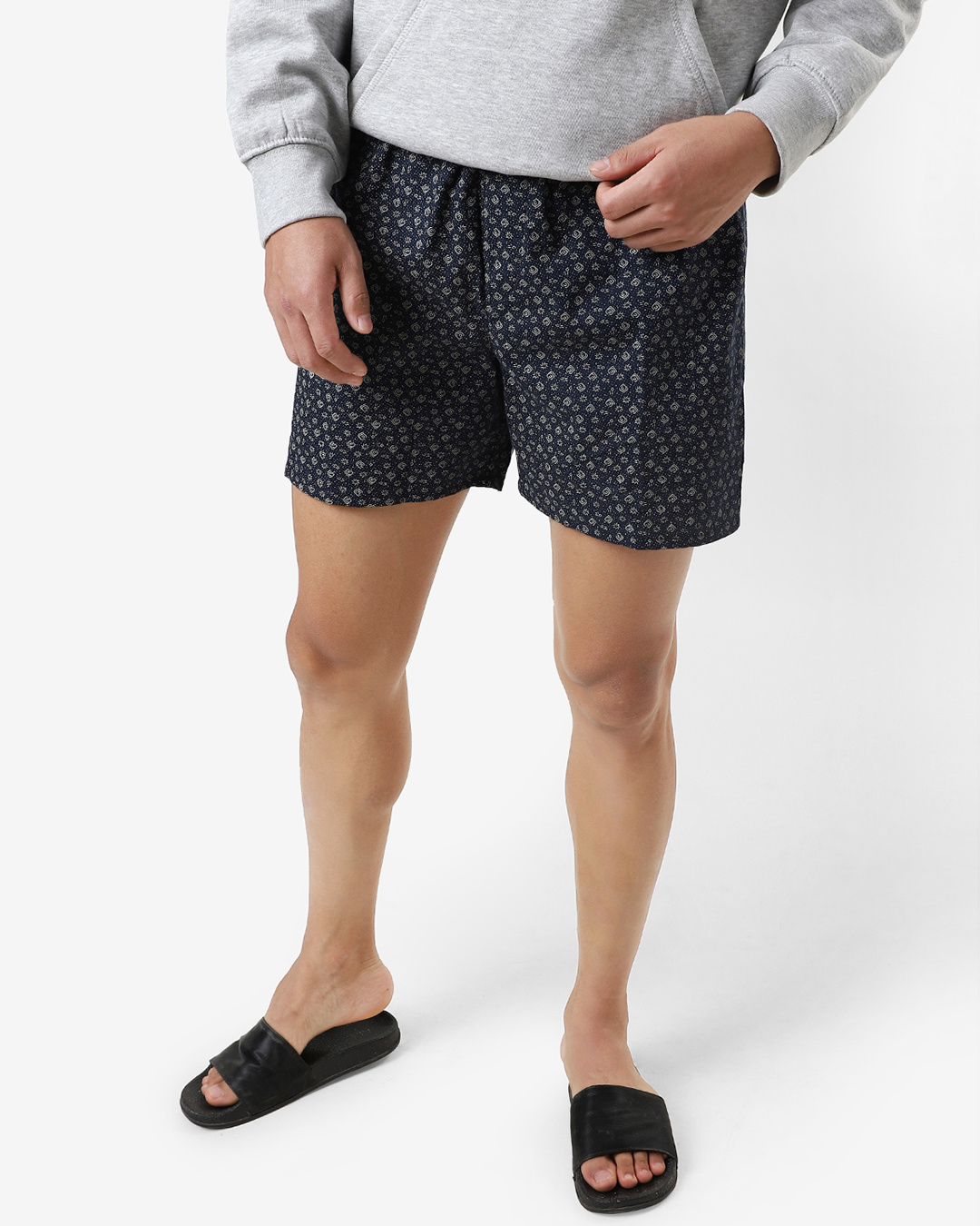 Shop Men's Blue All Over Self Design Printed Boxers-Back