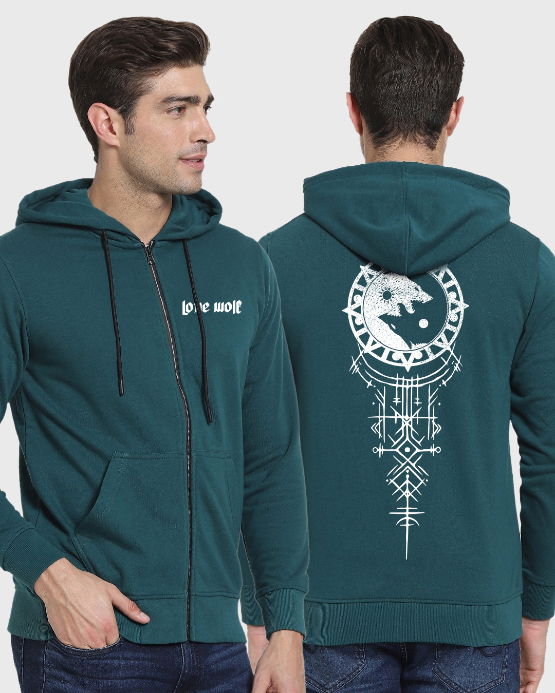 Buy Men's Blue Lone Wolf Graphic Printed Hoodie Online at Bewakoof