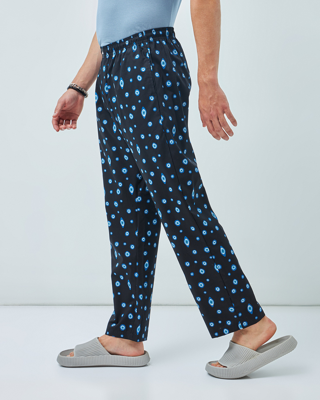 Shop Men's Blue All Over Printed Pyjamas-Back