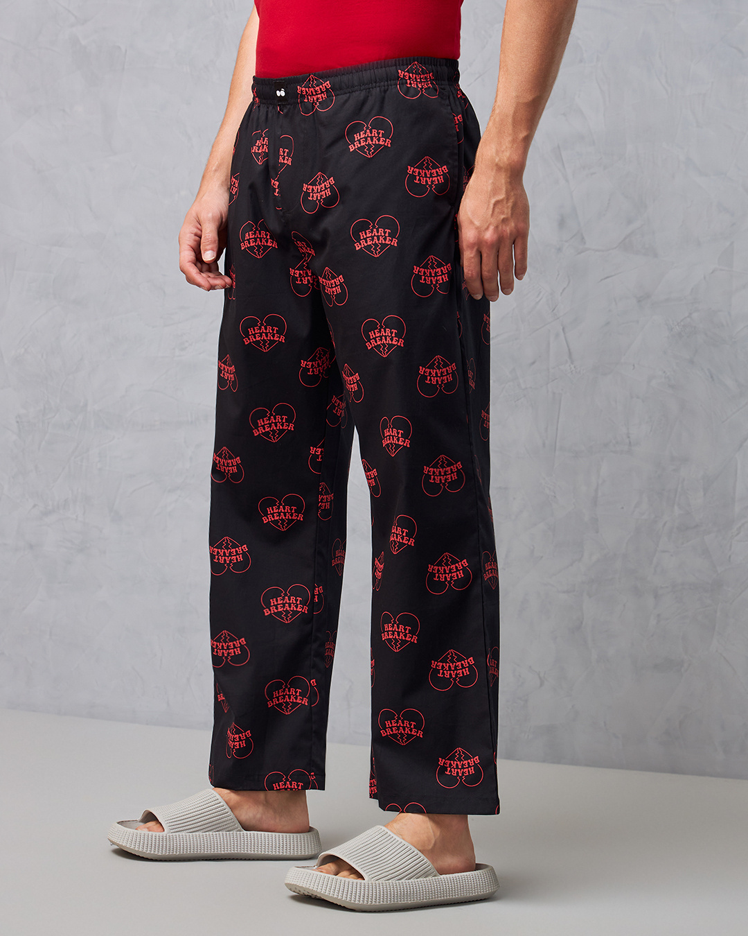 Shop Men's Black All Over Printed Pyjamas-Back