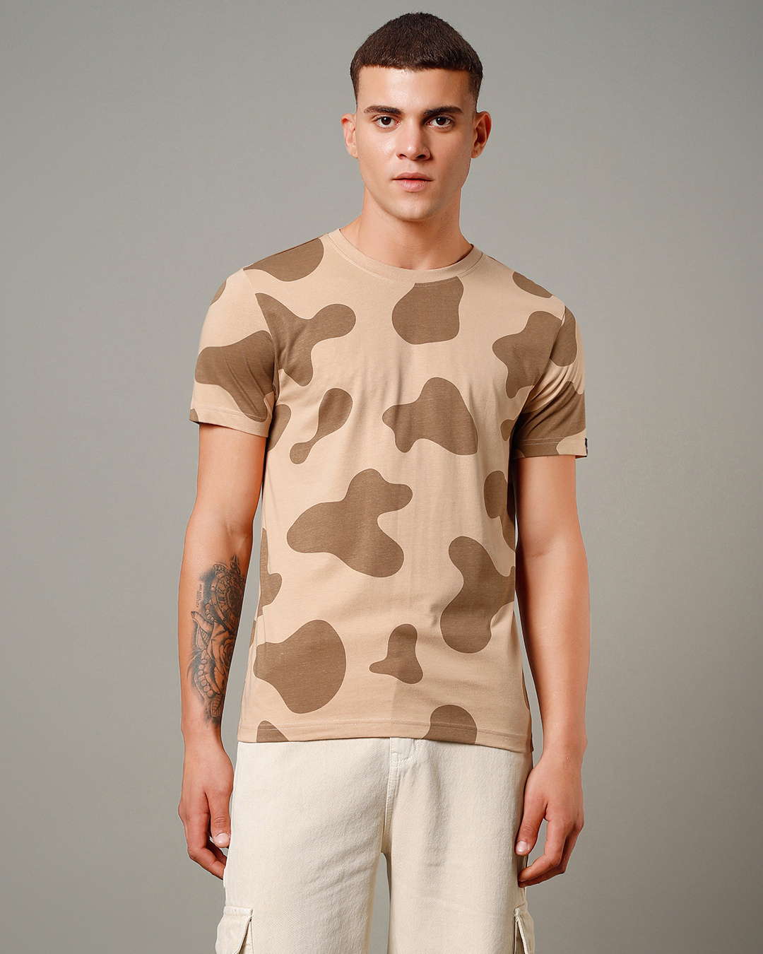 Shop Camo Brown All Over Print Regular Fit Men's T-shirt-Back