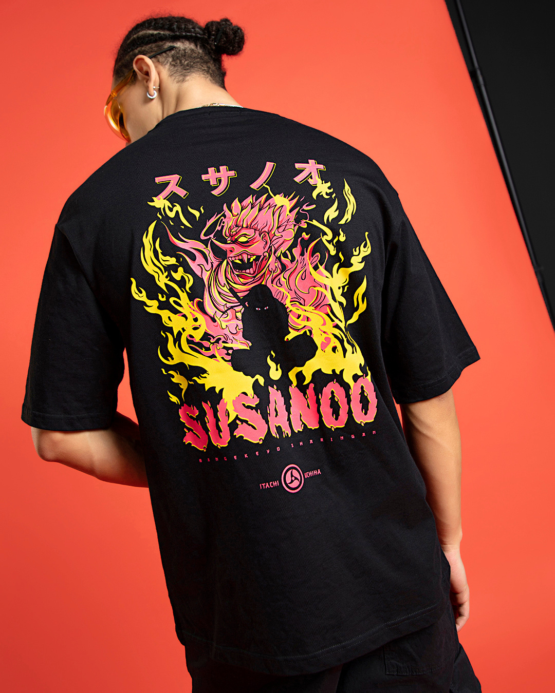 Buy Men's Black Itachi X Susanoo Graphic Printed Oversized T-shirt ...