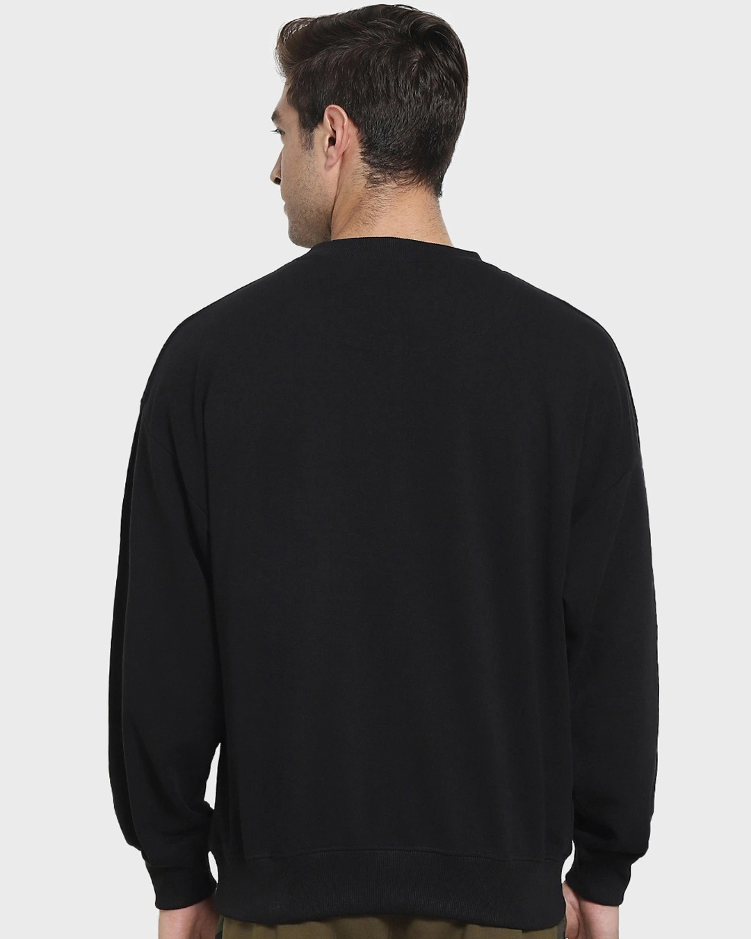 Shop Men's Black Otaku Typography Oversized Sweatshirt-Back