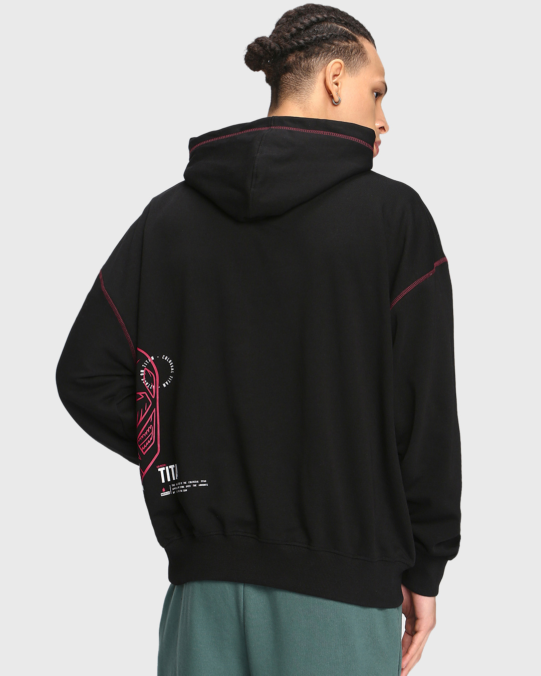 Buy Men's Black Attack On Titan Typography Oversized Hoodie Online at  Bewakoof