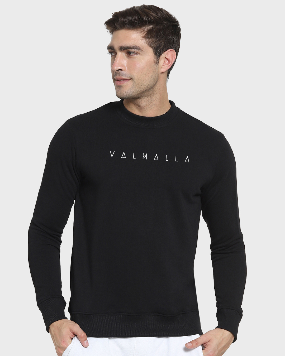 Shop Men's Black ValhallaTypography Sweatshirt-Back