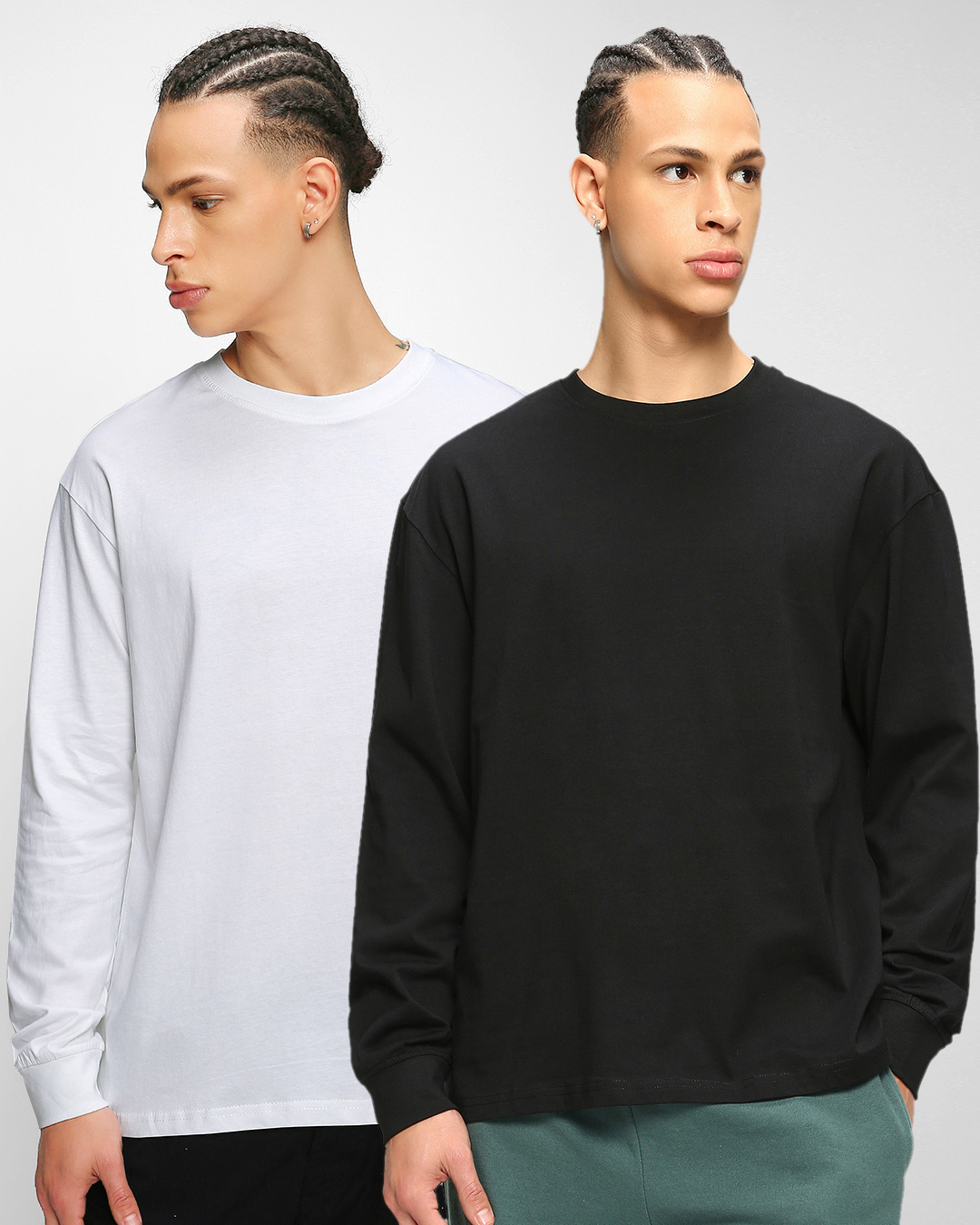 Buy Pack of 2 Men's White & Black Oversized T-shirt Online at Bewakoof