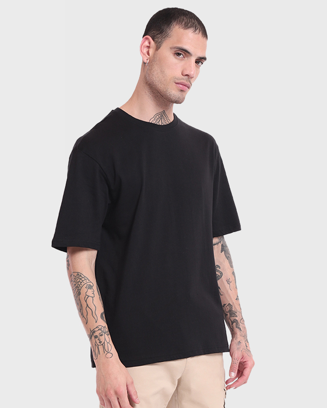 Shop Pack of 2 Men's Black & White Oversized T-shirt-Back