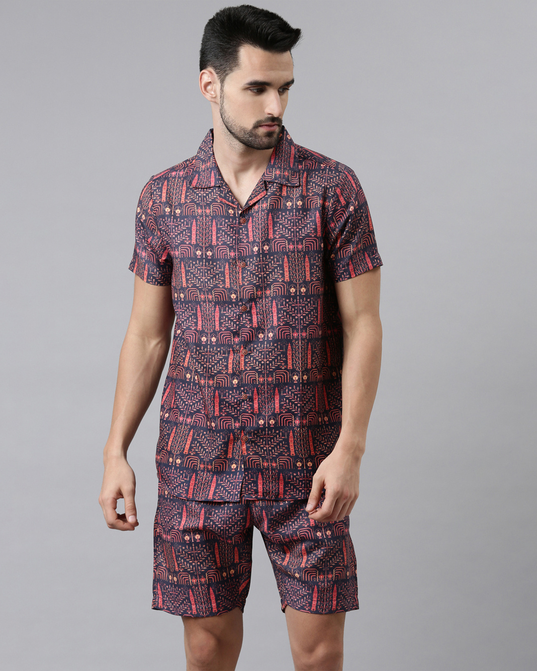 Buy Men Blue & Pink All Over Printed Co-ord Set Online in India at Bewakoof