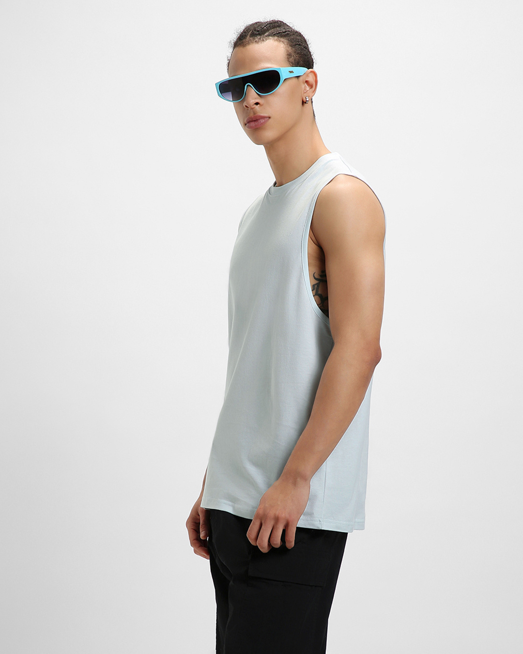 Shop Men's Blue Oversized Vest-Back