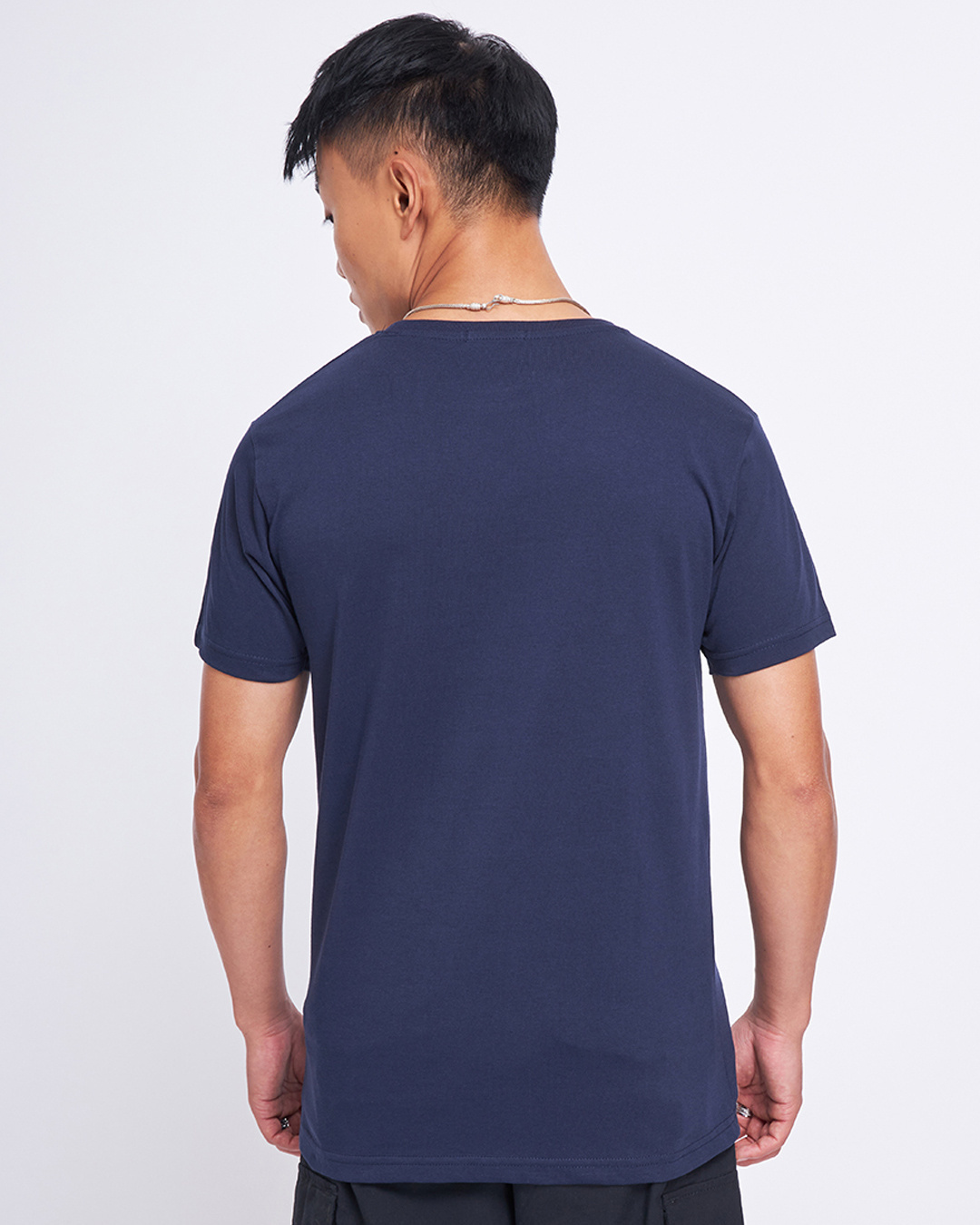 Shop Pack of 2 Men's Navy Blue & White T-shirt-Back