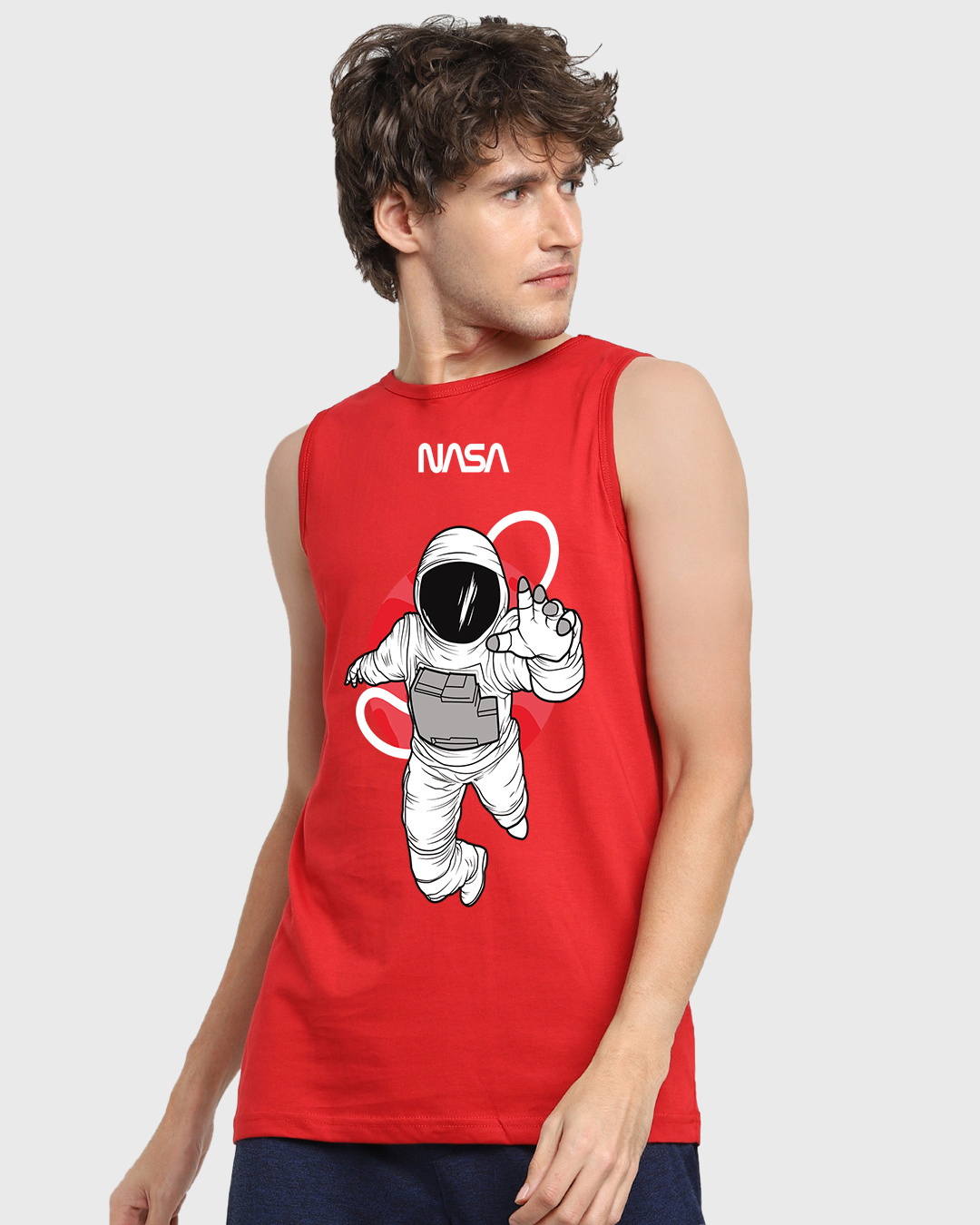 Buy Men's Red NASA Astronaut Graphic Printed Vest Online at Bewakoof