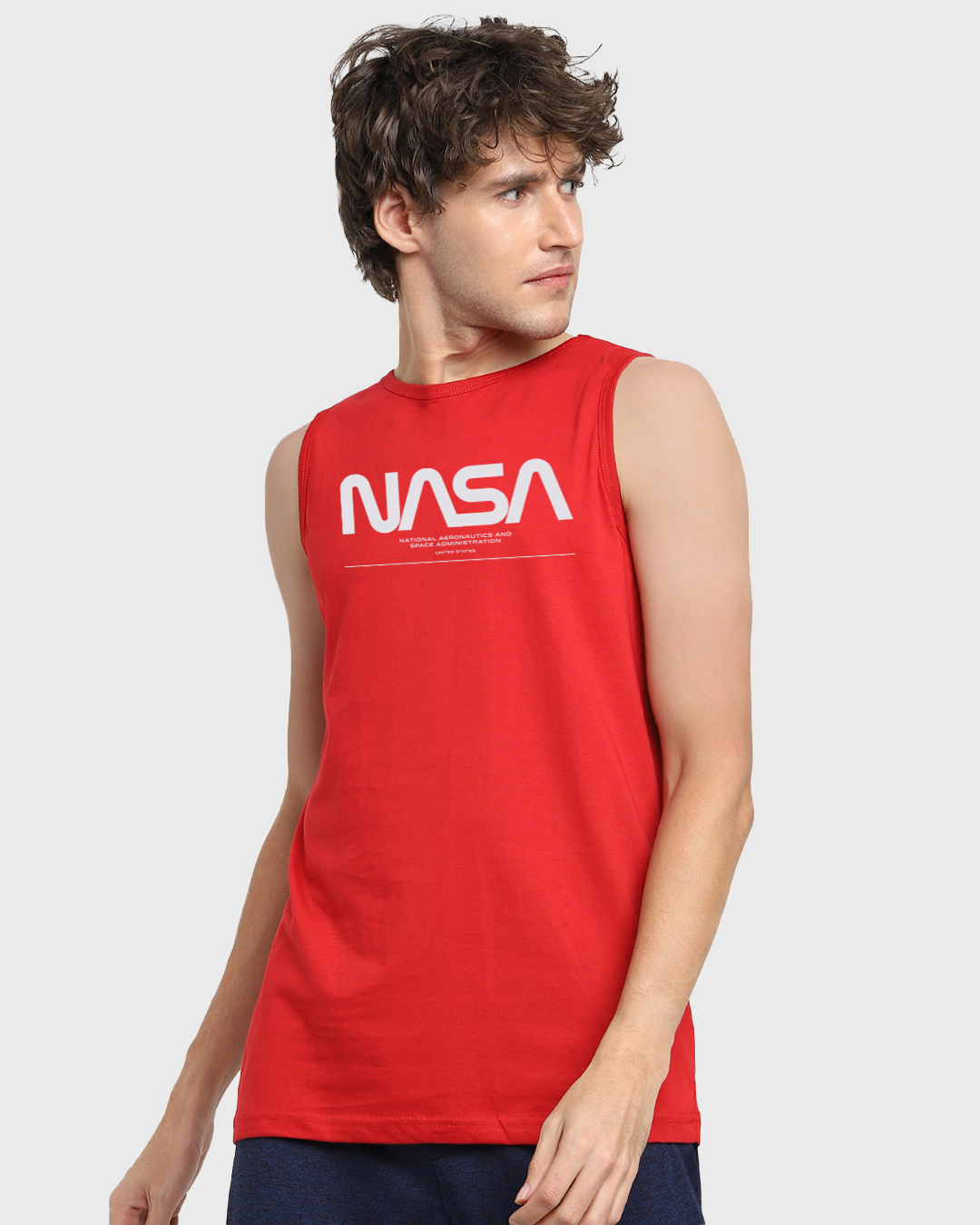 Shop Men's Red Spaced NASA Typography Vest-Back