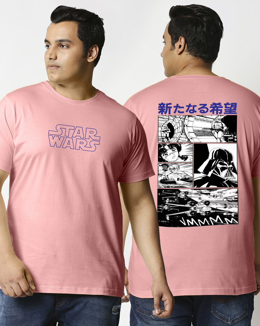 Buy Men's Pink Star Wars Graphic Printed Plus Size Tshirt Online at