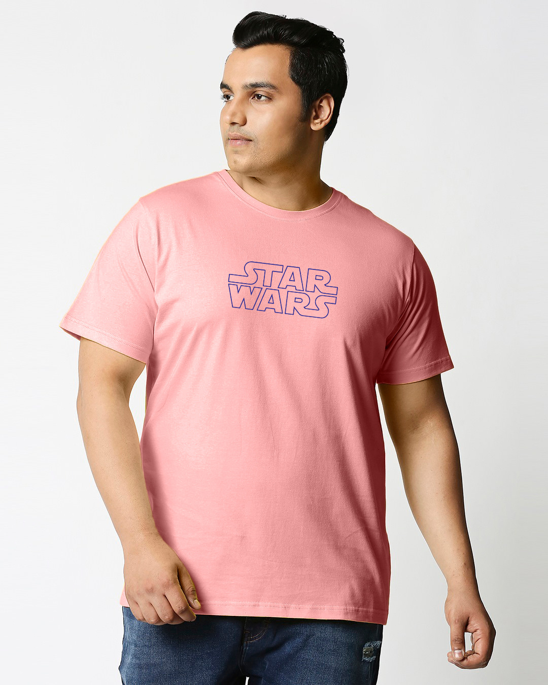 Shop Men's Pink Star Wars Graphic Printed Plus Size T-shirt-Back