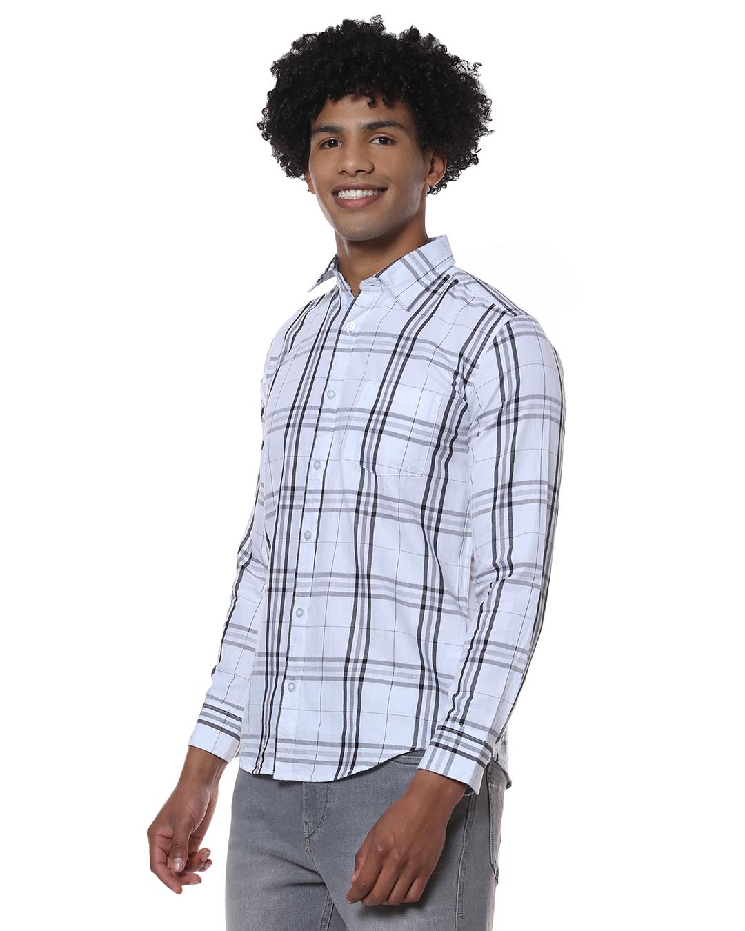 Shop Men Checks Casual Stylish Spread Shirt-Back