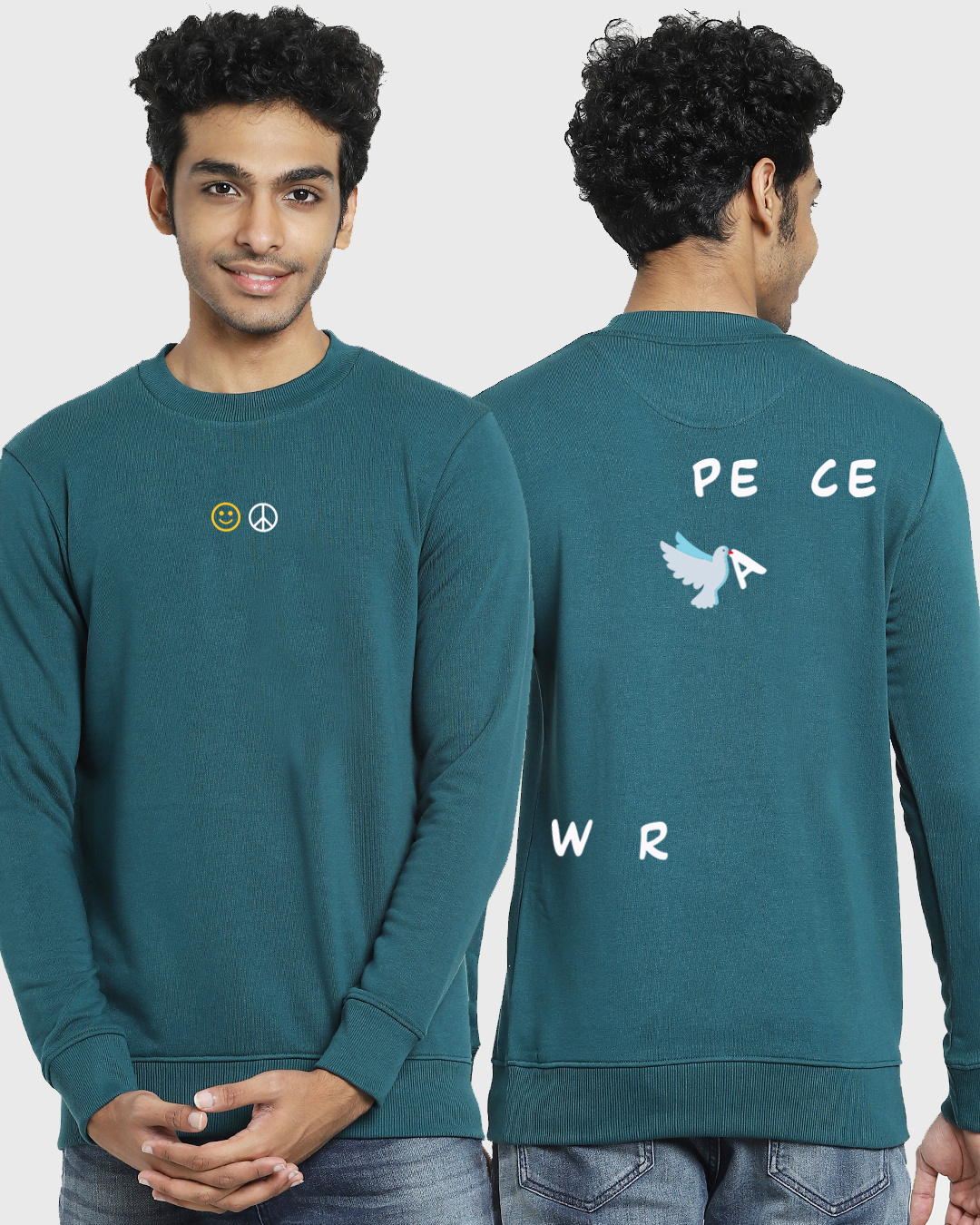 Buy Men's Blue Peace Not War Printed Sweatshirt Online at Bewakoof