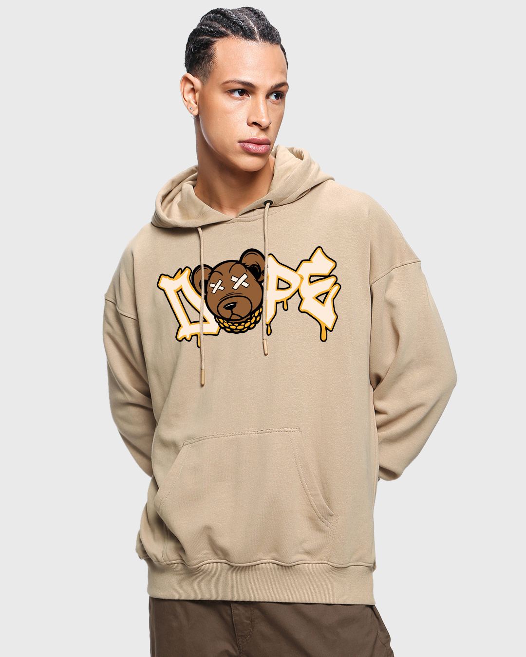 Buy Men's Brown Dope Bear Graphic Printed Oversized Hoodies Online at ...