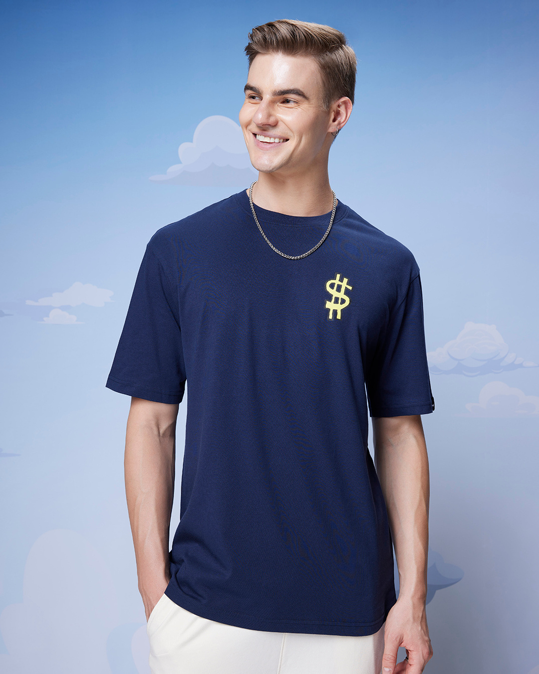 Shop Men's Blue Eddys Big Stash Graphic Printed Oversized T-shirt-Back