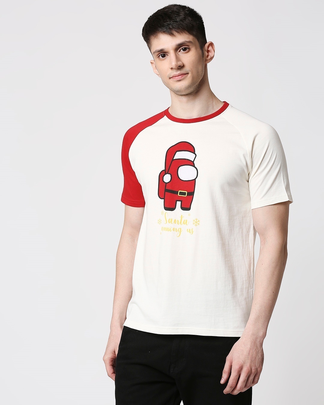 Shop Men Flock Printed Raglan Half Sleeve White T-shirt-Back