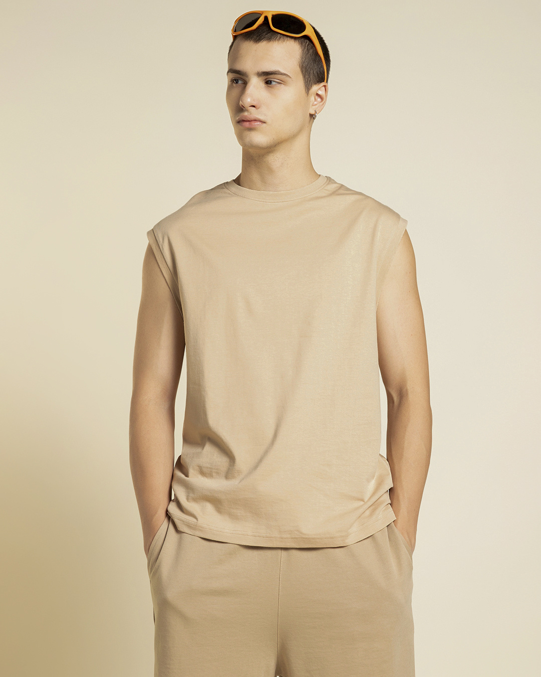 Shop Men's Brown Boxy Fit Vest-Back