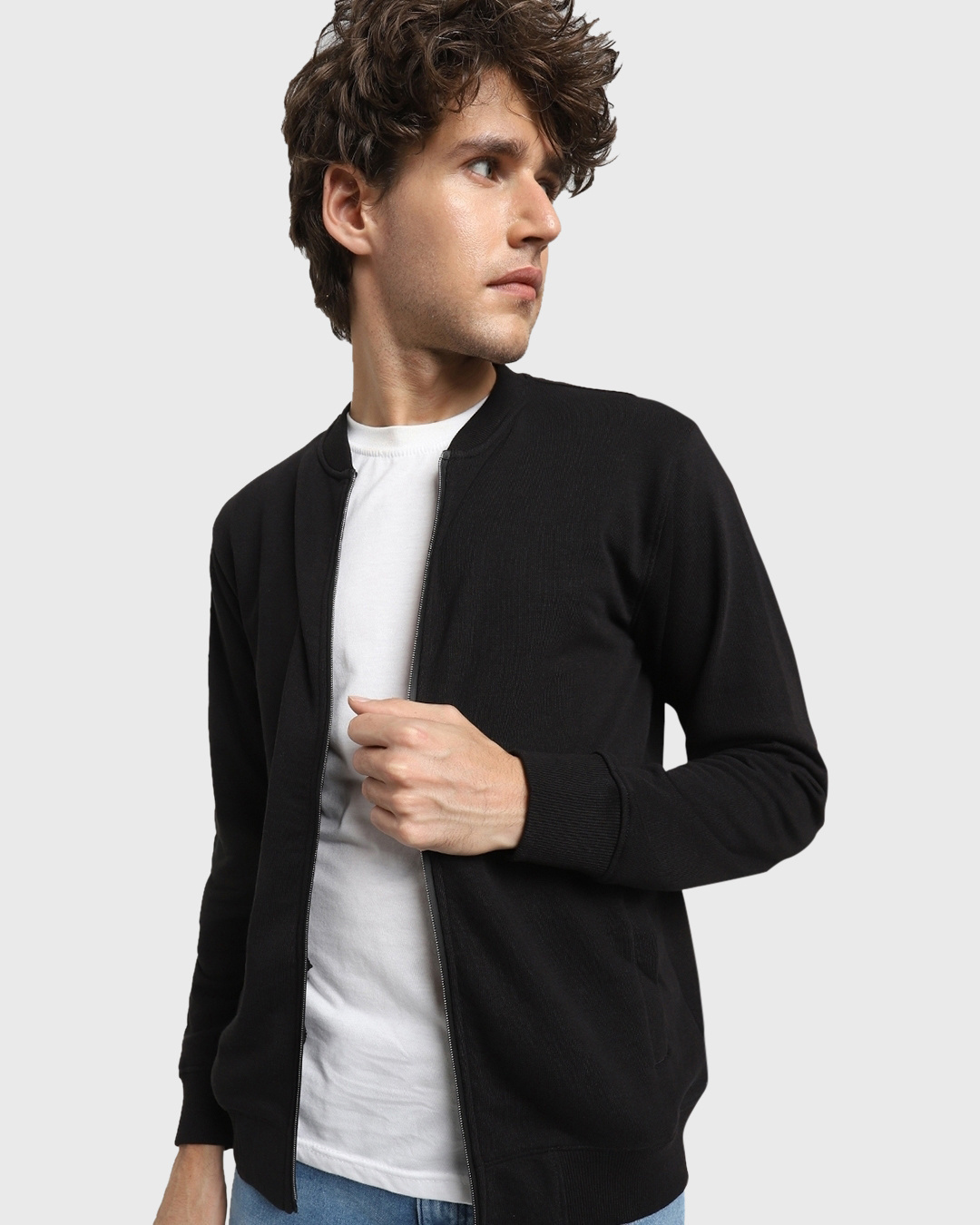 Shop Men's Black Goosebumps Graphic Printed Zipper Sweatshirt-Back