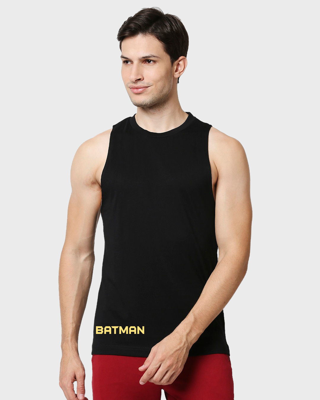 Shop Men's Black Gotham World Graphic Printed Oversized Vest-Back