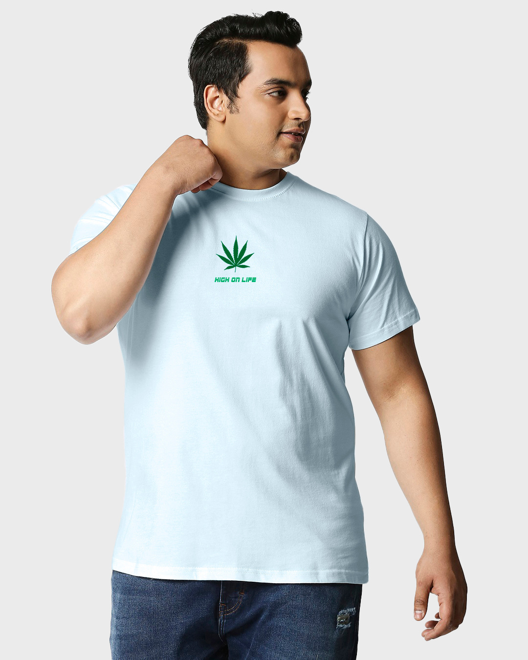 Shop Men's Ice Water Blue Dope AF Typography Plus Size T-shirt-Back