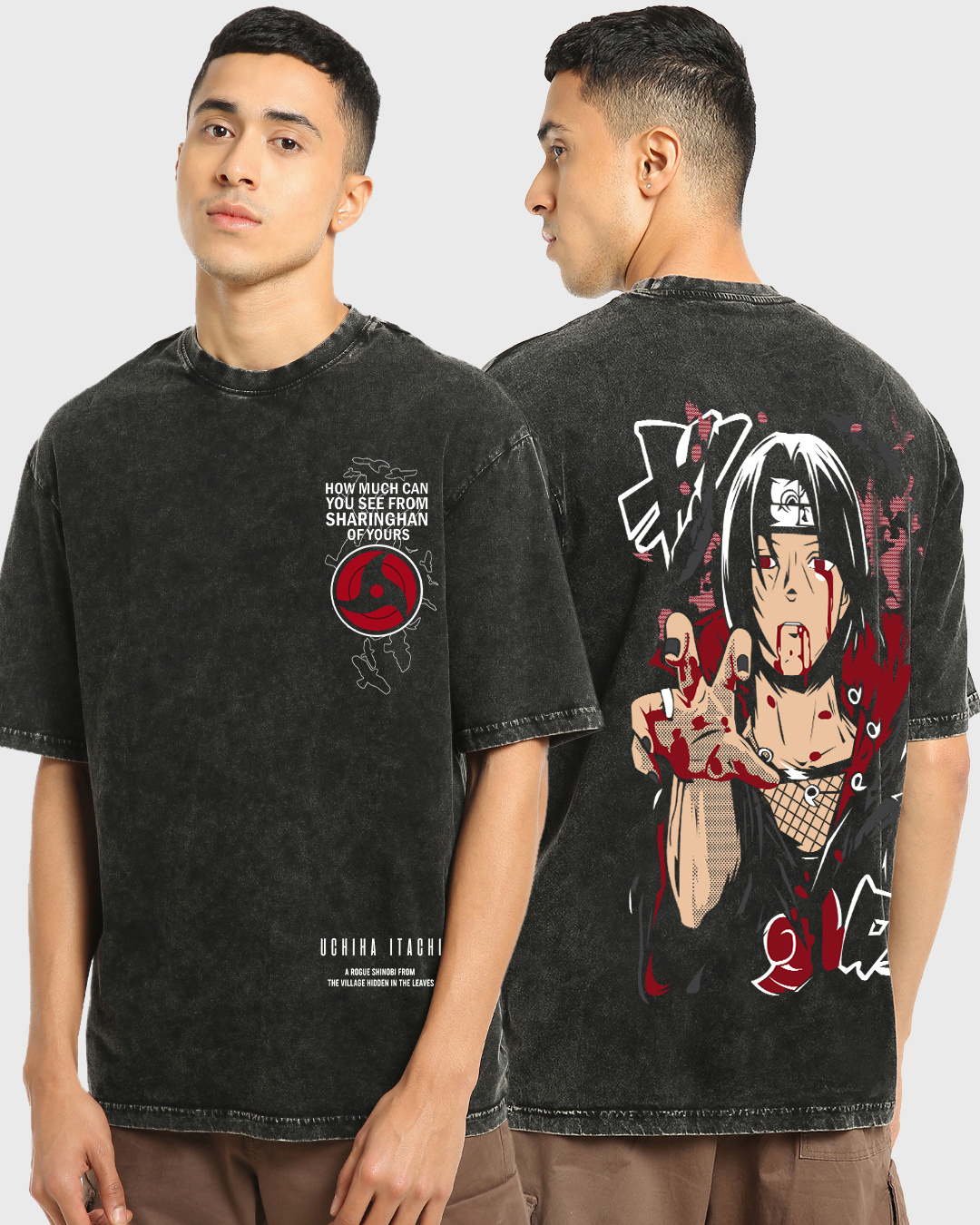 Buy Men's Black Itachi Moment Graphic Printed Oversized T-shirt Online ...