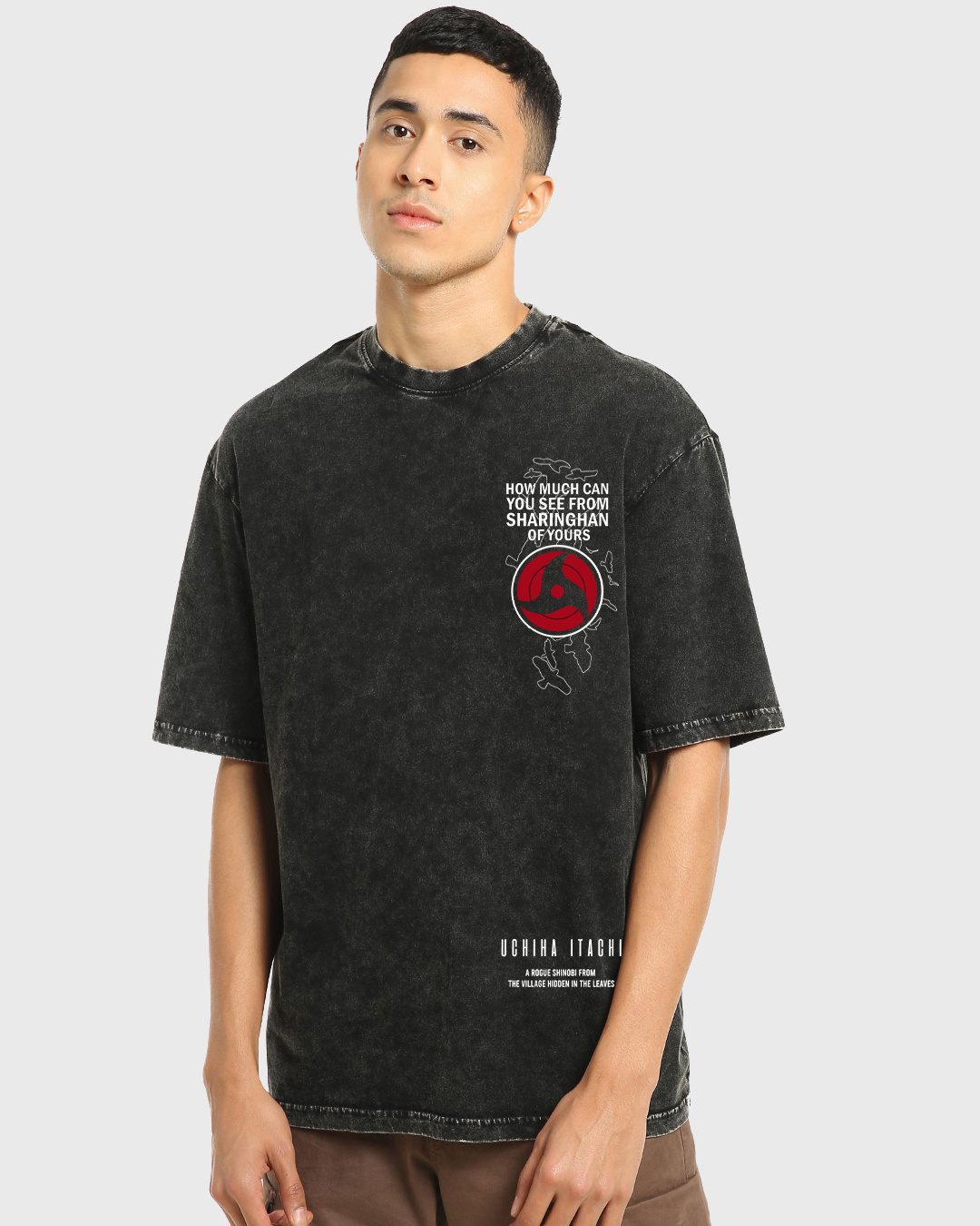 Shop Men's Black Itachi Moment Graphic Printed Oversized T-shirt-Back