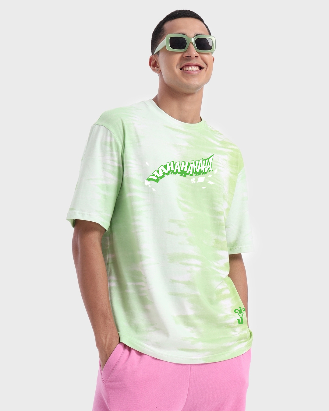 Shop Men's Green Joker Wild Graphic Printed Oversized T-shirt-Back