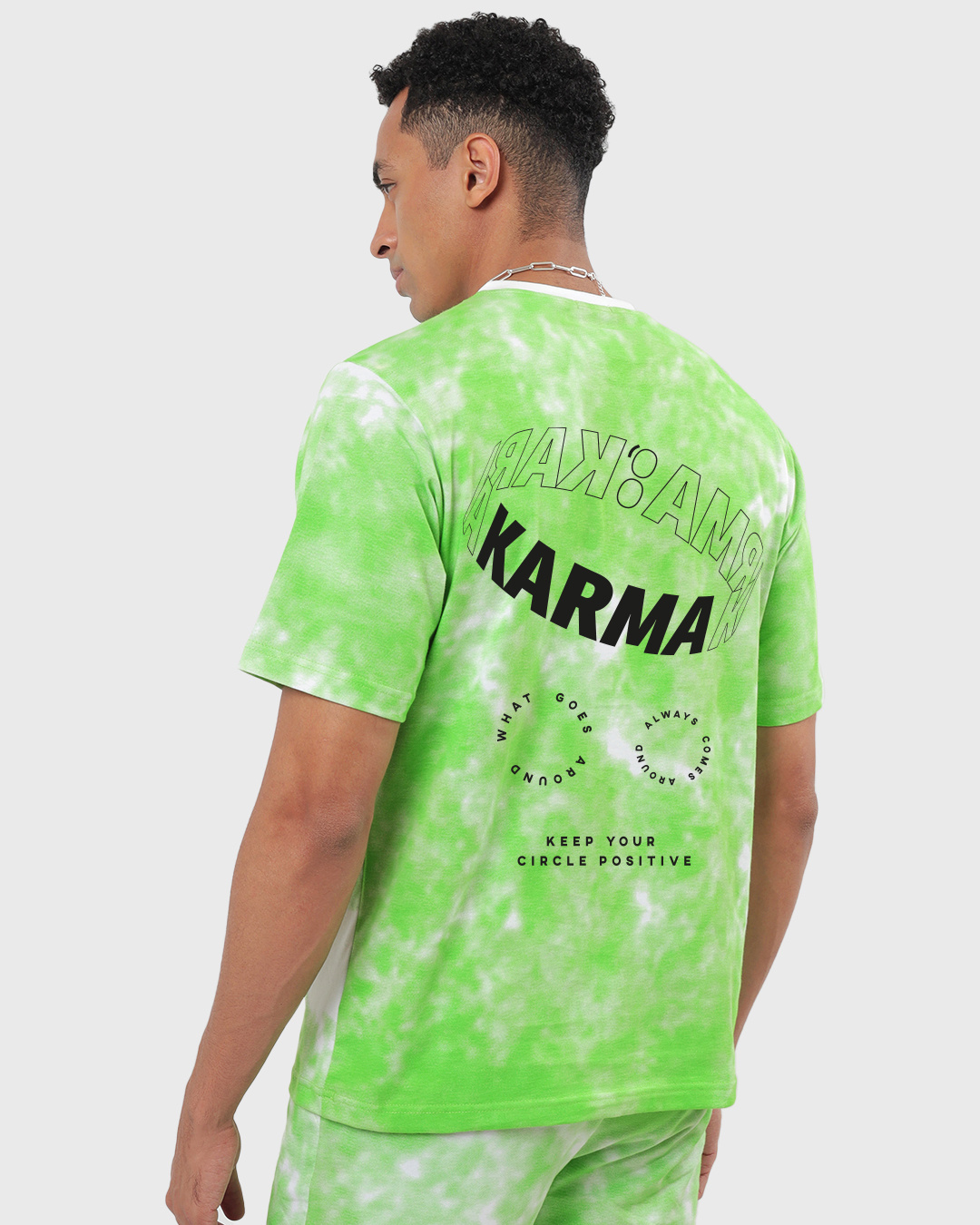 Shop Men's Green Karma Circles Tie & Dye T-shirt-Back