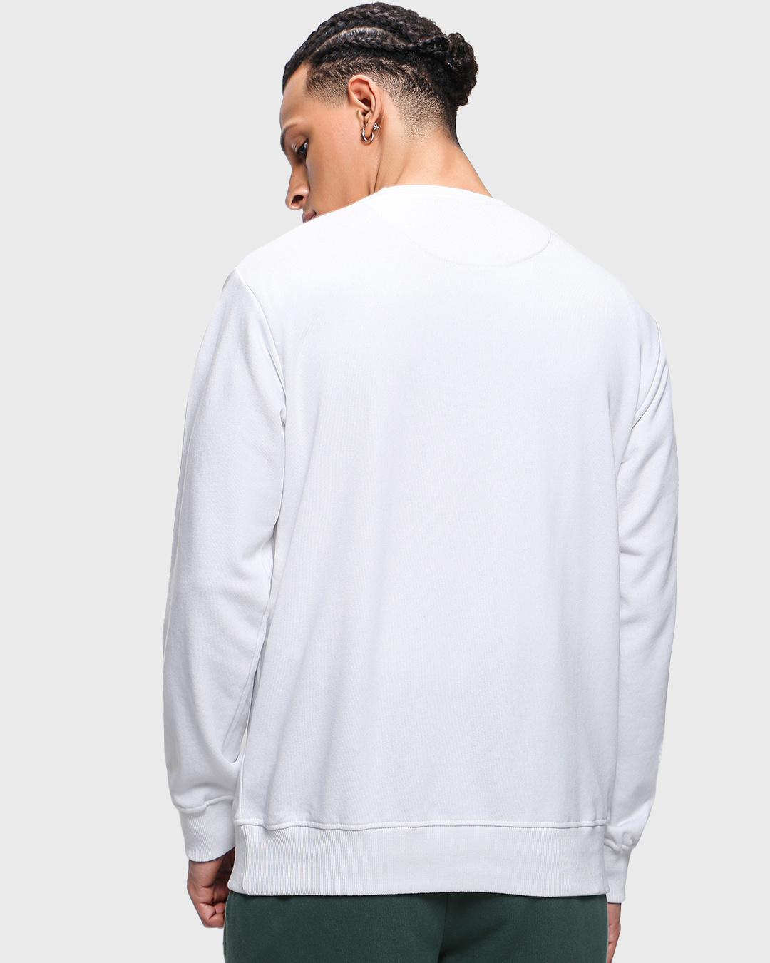 Shop Men's White Keep Listening Typography Sweatshirt-Back