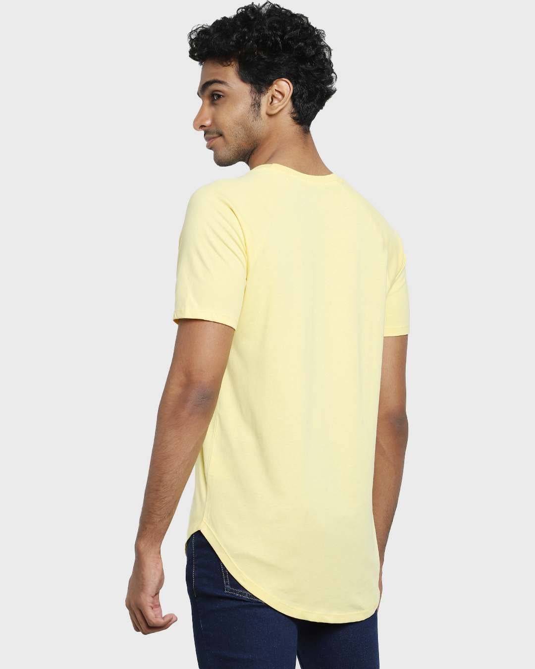 Shop Men's Yellow Vengeance Typography Apple Cut T-shirt-Back